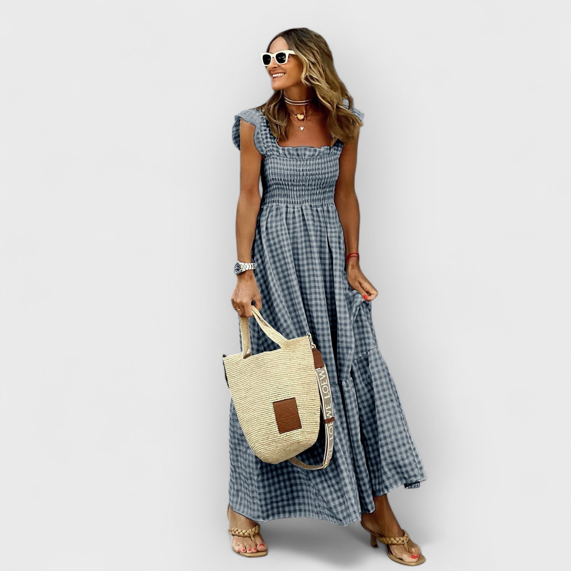 Belle | Maxi Vestido Con Mangas Abullonadas