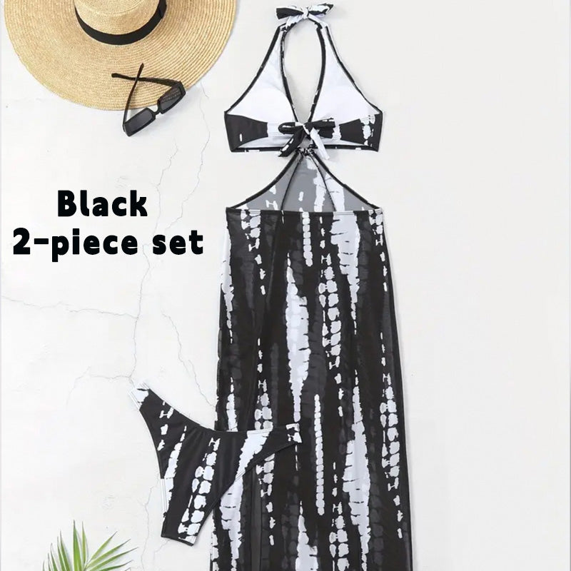 Traje de baño y vestido playero tie-dye