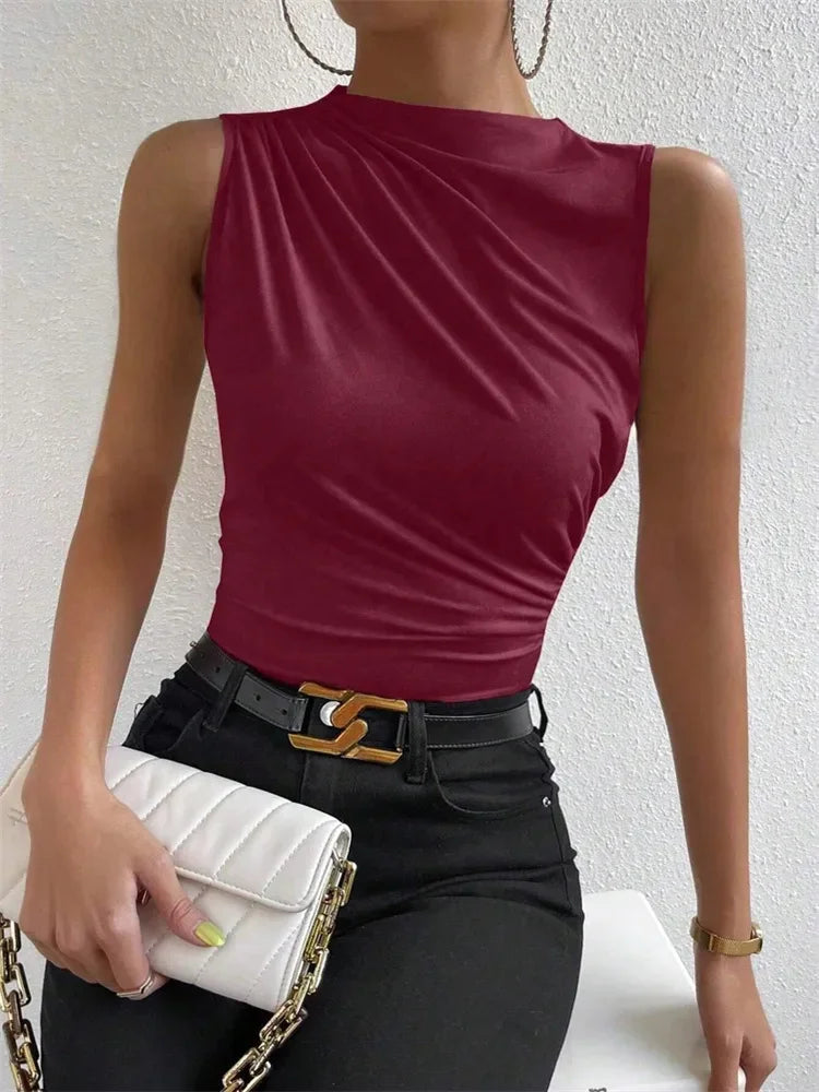 Camiseta sin mangas con fruncidos